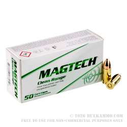 1000 Rounds of 9mm Ammo by Magtech Clean Range - 115gr FEB 1000 Rounds of 9mm Ammo by Magtech Clean Range - 115gr FEB