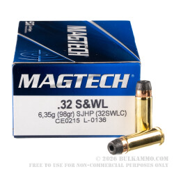 50 Rounds of .32S&W Long Ammo by Magtech - 98gr SJHP