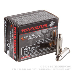 20 Rounds of .44 Mag Ammo by Winchester Bonded Dual Jacket - 240gr HP 20 Rounds of .44 Mag Ammo by Winchester Bonded Dual Jacket - 240gr HP