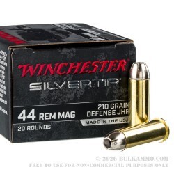 20 Rounds of .44 Mag Ammo by Winchester Silvertip - 210gr JHP