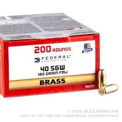 1000 Rounds of .40 S&W Ammo by Federal Champion - 180gr FMJ