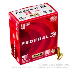 1000 Rounds of .40 S&W Ammo by Federal Champion - 180gr FMJ