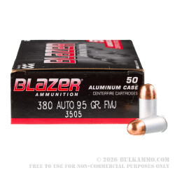 1000 Rounds of .380 ACP Ammo by Blazer - 95gr FMJ