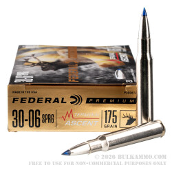 20 Rounds of 30-06 Springfield Ammo by Federal - 175gr Terminal Ascent