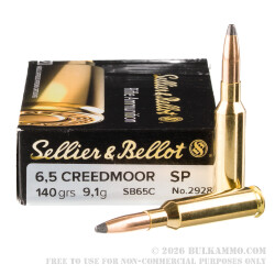 20 Rounds of 6.5mm Creedmoor Ammo by Sellier & Bellot - 140gr SP