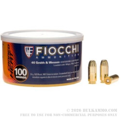 100 Rounds of .40 S&W Canned Heat Ammo by Fiocchi - 180gr FMJ