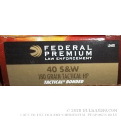 50 Rounds of .40 S&W Ammo by Federal Tactical Bonded - 180gr JHP