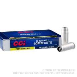 10 Rounds of 10mm Ammo by CCI Pest Control Shotshell - 95gr #8 Bismuth Shot