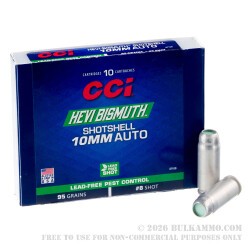 10 Rounds of 10mm Ammo by CCI Pest Control Shotshell - 95gr #8 Bismuth Shot