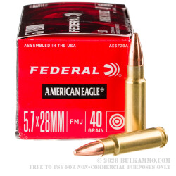 50 Rounds of 5.7x28 mm Ammo by Federal - 40gr FMJ