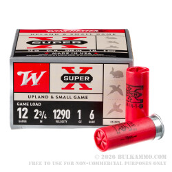 25 Rounds of 12ga Ammo by Winchester - 1 ounce #6 lead shot