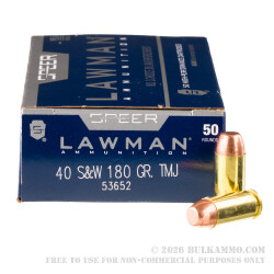 1000 Rounds of .40 S&W Ammo by Speer - 180gr TMJ