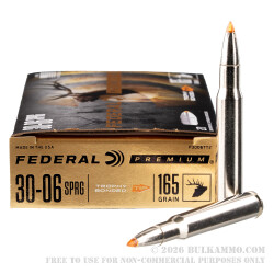 20 Rounds of 30-06 Springfield Ammo by Federal Vital-Shok - 165gr Trophy Bonded Tip