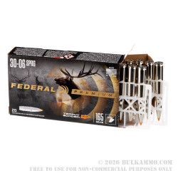 20 Rounds of 30-06 Springfield Ammo by Federal Vital-Shok - 165gr Trophy Bonded Tip