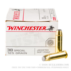 50 Rounds of .38 Spl Ammo by Winchester USA - 125gr JSP
