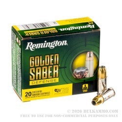 20 Rounds of 9mm Ammo by Remington Golden Saber - 147gr BJHP