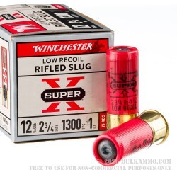 15 Rounds of 12ga Ammo by Winchester Super-X Low Recoil - 1 ounce HP rifled slug