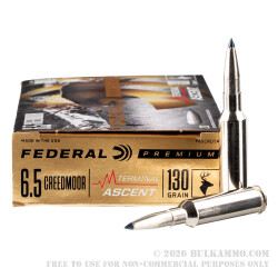 20 Rounds of 6.5 Creedmoor Ammo by Federal - 130gr Terminal Ascent
