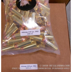 100 Rounds of .44 Mag Ammo by MBI - 240gr FMJ