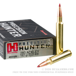 20 Rounds of .280 Ackley Improved Ammo by Hornady Precision Hunter - 162gr ELD-X