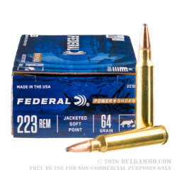 20 Rounds of .223 Ammo by Federal Power-Shok - 64gr SP