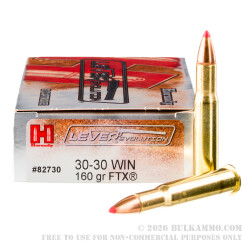 20 Rounds of 30-30 Win Ammo by Hornady Leverevolution - 160gr
