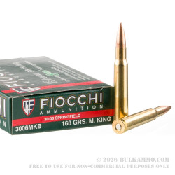 20 Rounds of 30-06 Springfield Ammo by Fiocchi - 168gr Sierra MatchKing 20 Rounds of 30-06 Springfield Ammo by Fiocchi - 168gr Sierra MatchKing