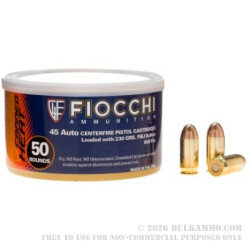 50 Rounds of .45 Canned Heat Ammo by Fiocchi - 230gr FMJ 50 Rounds of .45 Canned Heat Ammo by Fiocchi - 230gr FMJ