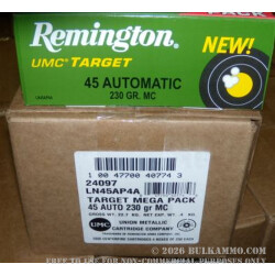 1000 Rounds of .45 ACP Nickel Ammo by Remington - 230gr MC 1000 Rounds of .45 ACP Nickel Ammo by Remington - 230gr MC