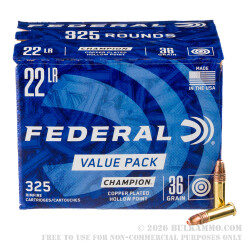 3250 Rounds of .22 LR Ammo by Federal Champion - 36gr CPHP