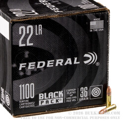 4400 Rounds of .22 LR Ammo by Federal Black Pack - 36gr CPHP 4400 Rounds of .22 LR Ammo by Federal Black Pack - 36gr CPHP