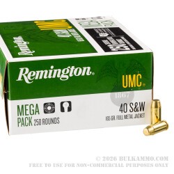 250 Rounds of .40 S&W Ammo by Remington - 165gr MC