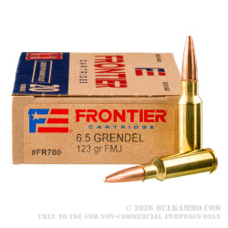 200 Rounds of 6.5 Grendel Ammo by Hornady Frontier - 123gr FMJ