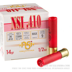 25 Rounds of .410 Ammo by NobelSport - 1/2 ounce #9 shot 25 Rounds of .410 Ammo by NobelSport - 1/2 ounce #9 shot