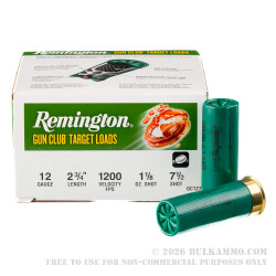 250 Rounds of 12ga Ammo by Remington - 1 1/8 ounce #7 1/2 shot