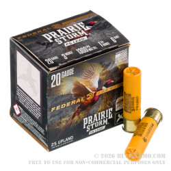 25 Rounds of 20ga Ammo by Federal Prairie Storm FS Lead - 1 1/4 ounce #6 shot 25 Rounds of 20ga Ammo by Federal Prairie Storm FS Lead - 1 1/4 ounce #6 shot