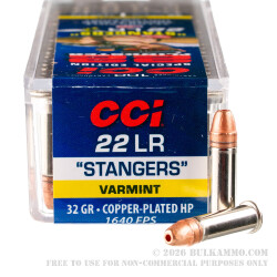 5000 Rounds of .22 LR Ammo by CCI Stangers - 32gr CPHP
