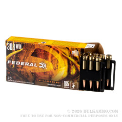 20 Rounds of .308 Win Ammo by Federal - 165gr Fusion