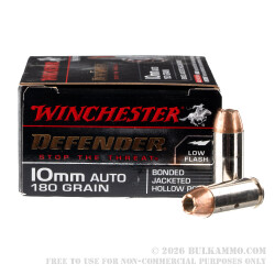 20 Rounds of 10mm Ammo by Winchester Defender - 180gr JHP
