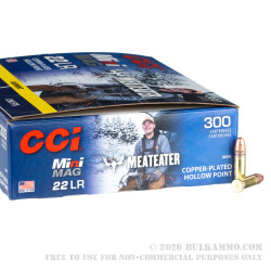 300 Rounds of .22 LR Ammo by CCI Mini-Mag MeatEater - 36gr CPHP 300 Rounds of .22 LR Ammo by CCI Mini-Mag MeatEater - 36gr CPHP