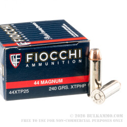 25 Rounds of .44 Mag Ammo by Fiocchi - 240gr XTP 25 Rounds of .44 Mag Ammo by Fiocchi - 240gr XTP