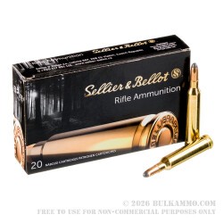 20 Rounds of 7mm Rem Mag Ammo by Sellier & Bellot - 140gr SP