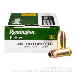 500  Rounds of .45 ACP Ammo by Remington - 230gr JHP
