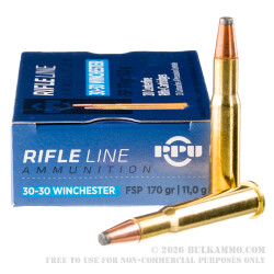 200 Rounds of 30-30 Win Ammo by Prvi Partizan - 170gr FSP