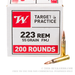 800 Rounds of .223 Ammo by Winchester USA - 55gr FMJ