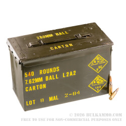 540 Rounds of 7.62x51mm NATO Ammo of Malaysian Military Surplus - 146gr FMJ 540 Rounds of 7.62x51mm NATO Ammo of Malaysian Military Surplus - 146gr FMJ