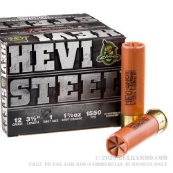 25 Rounds of 12ga Ammo by Hevi-Steel - 1-3/8 ounce #1 steel shot