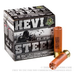 25 Rounds of 12ga Ammo by Hevi-Steel - 1-3/8 ounce #1 steel shot