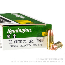50 Rounds of .32 ACP Ammo by Remington - 71gr MC 50 Rounds of .32 ACP Ammo by Remington - 71gr MC