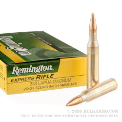 20 Rounds of .338 Lapua Ammo by Remington Express - 250gr HPBT Scenar Match 20 Rounds of .338 Lapua Ammo by Remington Express - 250gr HPBT Scenar Match